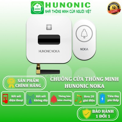 Chuông Cửa Không Dây RF Thông Minh Hunonic Noka, Chuông Cửa Thông Báo Qua Điện Thoại