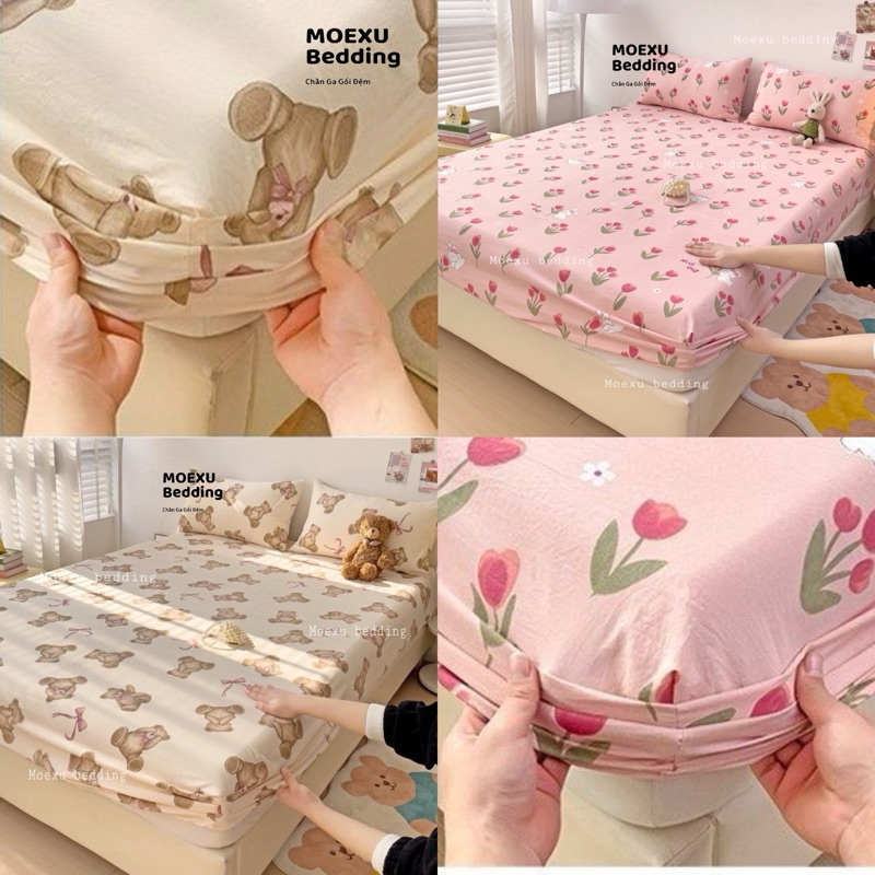 Bộ 3 Món Ga Gối Cotton Đũi Mẫu Mới 2025 1m2, 1m4, 1m6, 1m8, 2m2, Ga Đệm KTX, Drap Giường Dành 4 Mùa Màu Sắc Đơn Giản