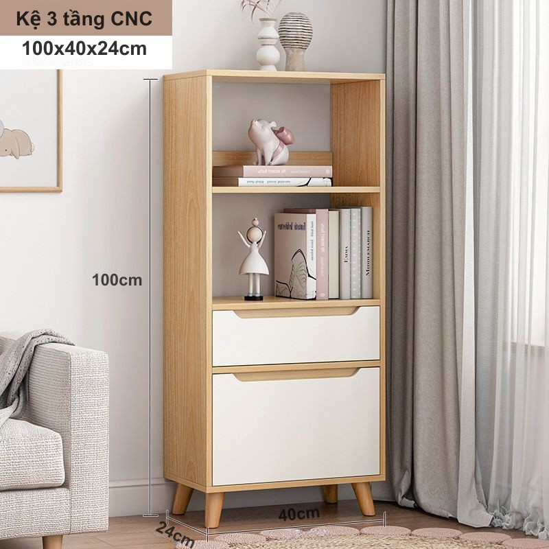 Tủ bắc âu trang trí tết CNC FULL HẬU, tủ sách để sàn đa năng, kệ sách có ngăn kéo gỗ MDF TAGO ND90 | BigBuy360 - bigbuy360.vn