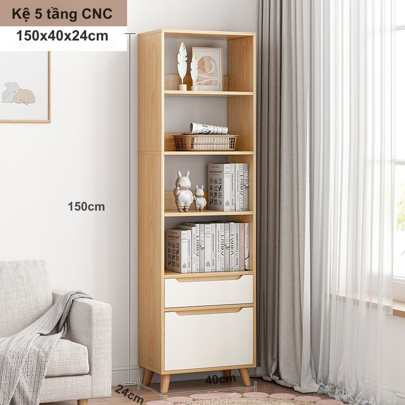 Tủ bắc âu trang trí tết CNC FULL HẬU, tủ sách để sàn đa năng, kệ sách có ngăn kéo gỗ MDF TAGO ND90 | BigBuy360 - bigbuy360.vn