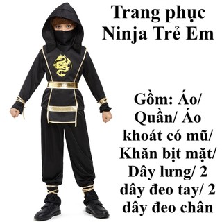 (Có sẵn) Bộ đồ hóa trang Ninja trong phim Võ Thuật Mortal Kombat dành cho trẻ em/ Trang phục hóa trang cosplay Halloween