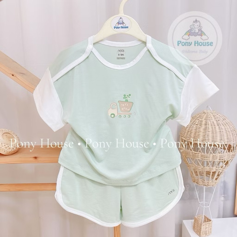 [BST MỚI NOUS] Bộ cộc tay Nous - Set body cộc hồng nhạt kèm mũ áo liền quần
