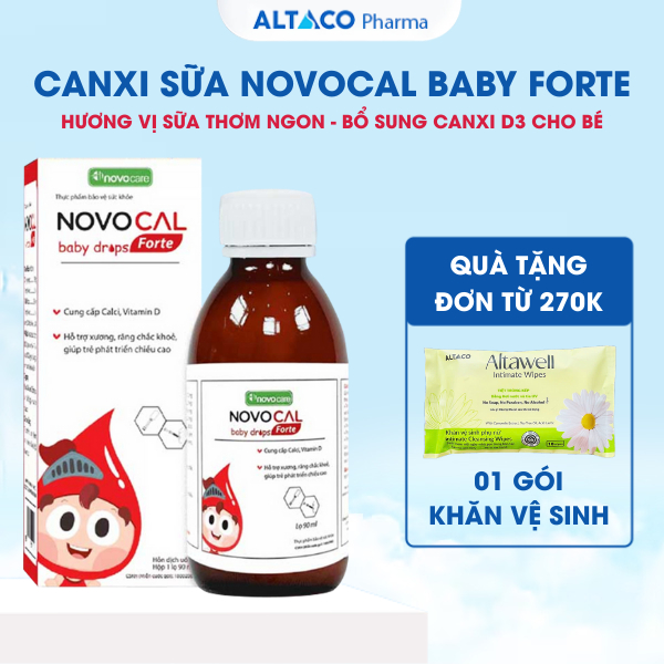 Canxi Sữa Nhỏ Giọt Novocal Baby Drops Forte Cho Bé Từ 6 Tháng Tuổi, Có Bơm Định Liều