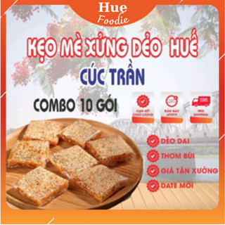  Combo 10 gói  gần 2 kg - giá xưởng  kẹo mè xửng dẻo Huế: mềm dẻo dai thơm bùi béo đặc sản Huế ăn là ghiền 