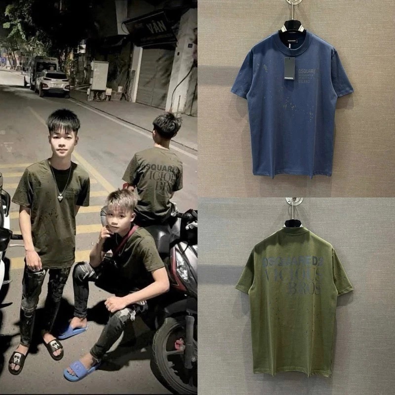 Áo phông nam nữ Premium Cotton PB in hoạ tiết chữ D2 Vicious vảy sơn loang hai mặt dày dặn boy phố