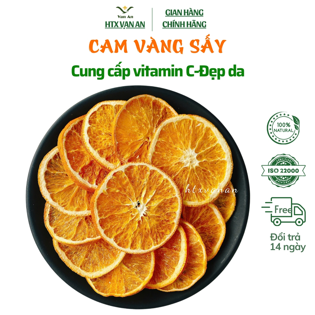 Cam sấy vàng đẹp Vạn An ( 100G ) cung cấp chất dinh dưỡng và vitamin trong cơ thể