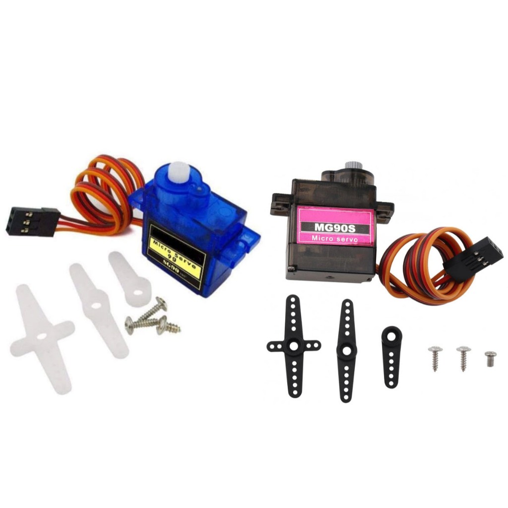 2 cái Động cơ Servo SG90 MG90S, Động Cơ SG90 MG90 góc quay 180, 360 độ xe đẩy trực thăng, robot LKTT