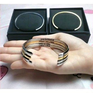 Vòng Tay cuff lắc tay Đôi Cuff Khắc tên theo yêu cầu Unisex Bản Đẹp chất titan Không Gỉ Twenty Jewelry Nam Nữ Tình Yêu