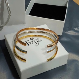 Vòng tay Cuff Ver 1 cao cấp, Vòng cuff khắc tên theo yêu cầu lắc tay đôi dành cho Nam Nữ- Mila M01
