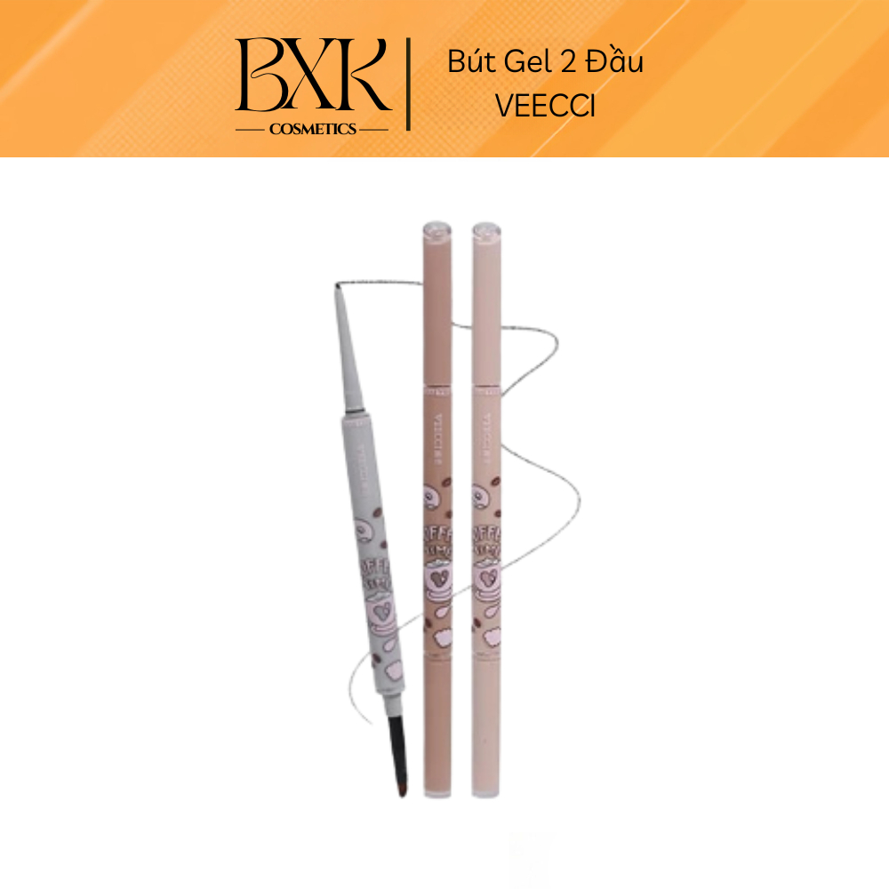 Bút Gel Kẻ Mắt VEECCI Bút Kẻ Mắt 2 Đầu Tự Nhiên Không Thấm Nước Và Lâu Trôi BXK COSMEITCS