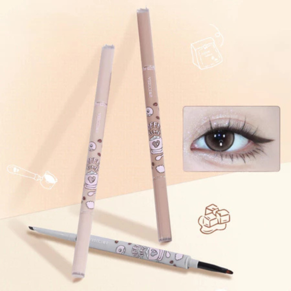 Bút Gel Kẻ Mắt VEECCI Bút Kẻ Mắt 2 Đầu Tự Nhiên Không Thấm Nước Và Lâu Trôi BXK COSMEITCS