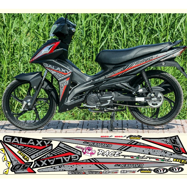TEM ZIN SYM GALAXY 50 XÁM ĐEN ĐỎ DECAL 3 LỚP