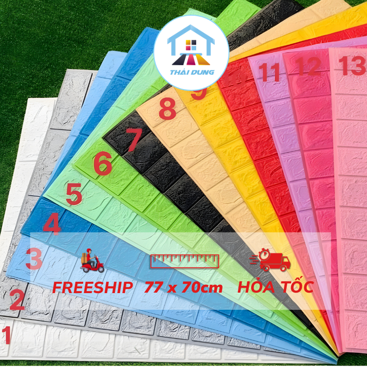 (Combo10 Tấm) Xốp Dán Tường 3D khổ lớn 77cm x70cm Giá Rẻ Nhất