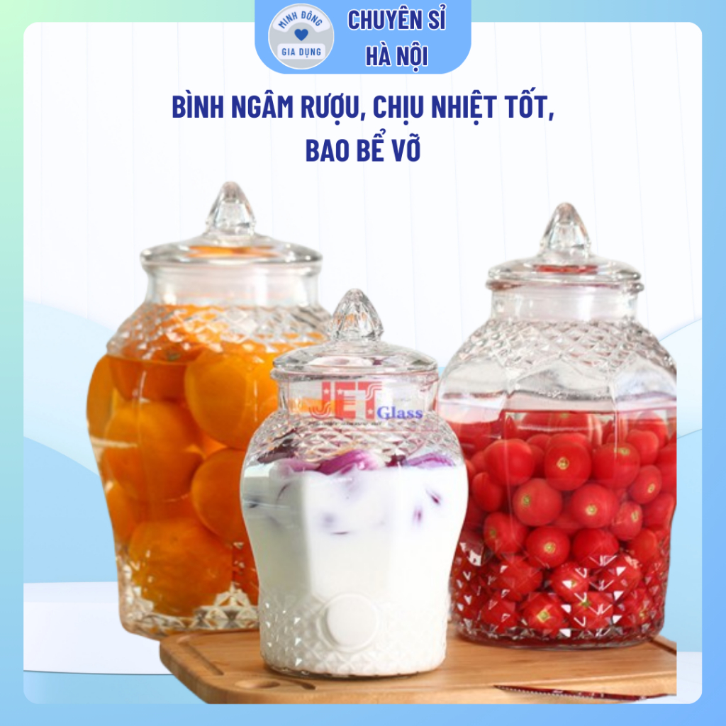 Bình Ngâm Rượu Thủy Tinh Kim Cương 10L không vòi