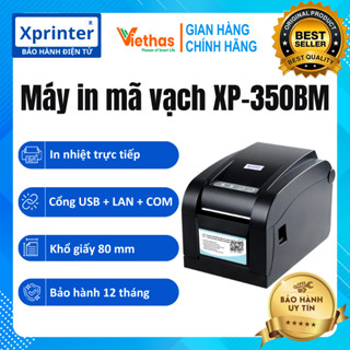 Máy in tem nhiệt mã vạch, tem GHTK, in đơn hàng sàn TMĐT Xprinter XP-350BM USB + LAN in từ điện thoại và máy tính