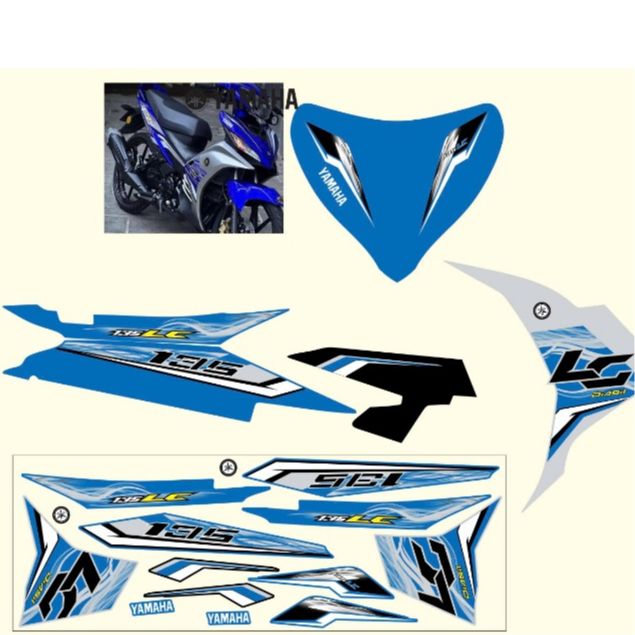 TEM CHẾ EXCITER 135 LC135 BẠC XANH DECAL 3 LỚP