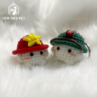 Móc khóa len cặp đôi bé nấm đội mũ cối - bé nấm yêu kiều bằng len | handmade by Tiệm Thêu Việt