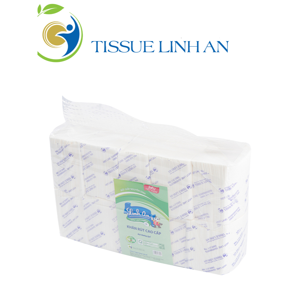 Khăn Ăn Rút Cục Linh An 10 Cục/Túi [Rút Phở] – Mềm Mại, Thấm Hút Tốt, Có Mùi Quế & Không Mùi – Giấy Linh An Cao Cấp