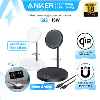 [Sạc i.P, A.W] Đế Sạc Không Dây Từ Tính Anker Mag.Go 15W - A2544