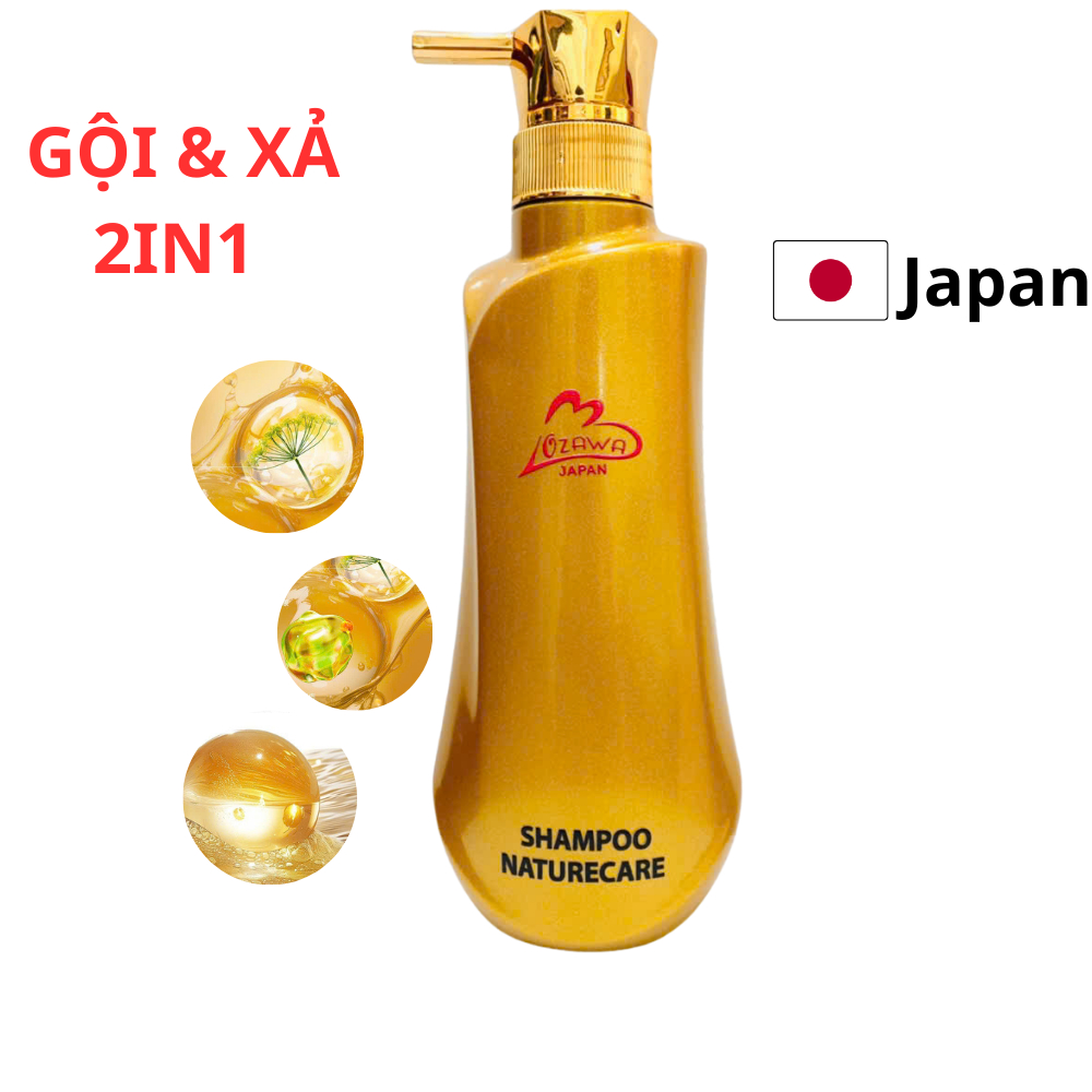Dầu Gội Dầu Xả 2Trong1 OZAWA Nhật Bản tóc ống mượt sạch gàu ngứa ngăn rụng tóc