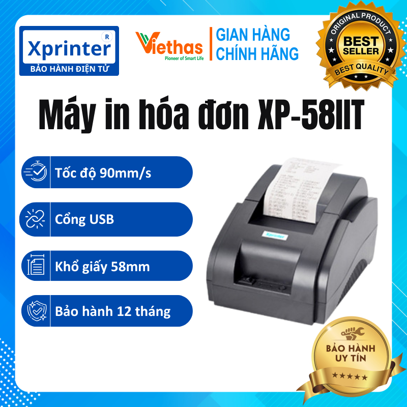 Máy in bill, in hóa đơn XPRINTER 58IIH cổng USB + Bluetooth