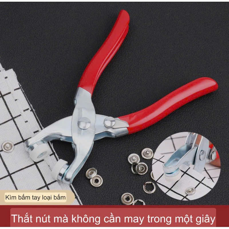 Bộ kìm bấm khuy cúc áo kèm hộp 100 chi tiết cúc áo, Dụng cụ bấm khuy đa năng