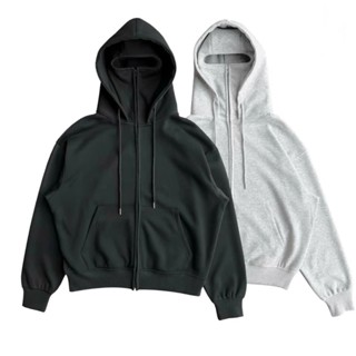 ÁO Khoác Hoodie Zip Boxy Balaclava Chống nắng Ninja 2 Mũ GOPYA Thiết Kế Trùm Đầu Form Nam Nữ Dài Tay Chất Nỉ Menswear