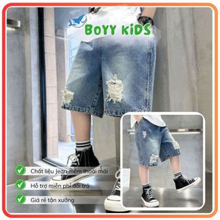 Quần bò ngố bé trai, Quần jean mềm, Quần bò rách cho bé từ 13-45kg phong cách cá tính Boyykids QN4