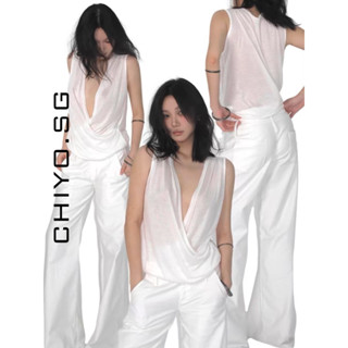 [GIÁ MỞ BÁN] Áo thun giấy kiểu vạt chéo hở ngực CHIYO.SG phong cách ladygirl sang chảnh A395