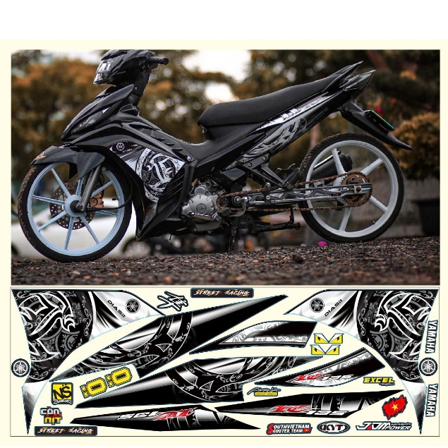 TEM RỜI EXCITER 135 LC135 TRẮNG ĐEN DECAL 3 LỚP