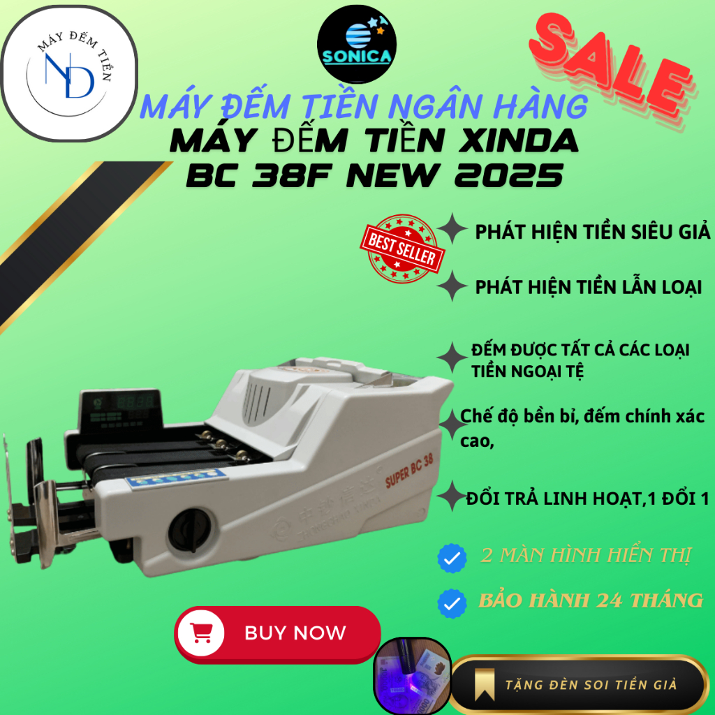 Máy đếm tiền xinda bc 38f ,phát hiện tiền giả,phân loại mệnh giá,ngân hàng hay sử dụng siêu bền giá rẻ 2025new