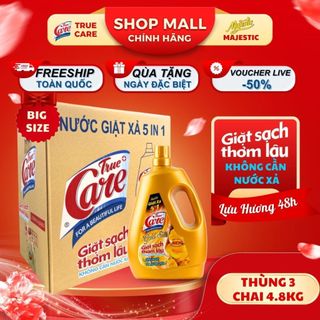  Thùng Nước Giặt Xả True Care 5in1 Hương Gold Silk  2.4Kg - 4.8Kg  