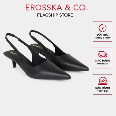 EROSSKA - Giày cao gót dáng Slingback trơn mũi nhọn tối giản cao 5cm màu đen - EH066