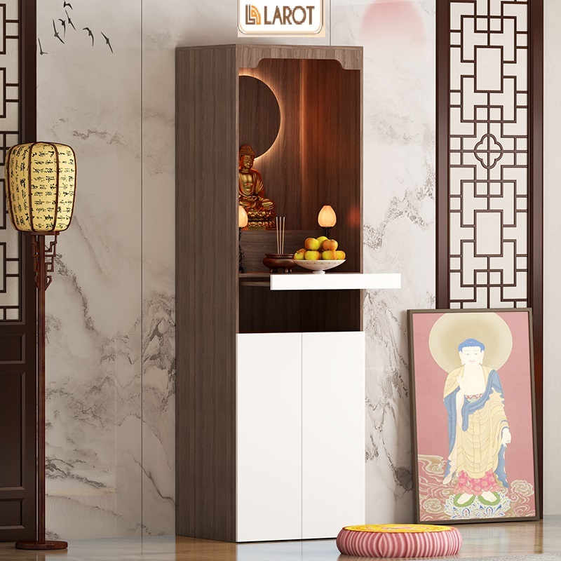 Bàn thờ gia tiên, tủ thờ đứng chung cư gỗ MDF phủ melamine tặng khay gấp gọn Larot - LP400
