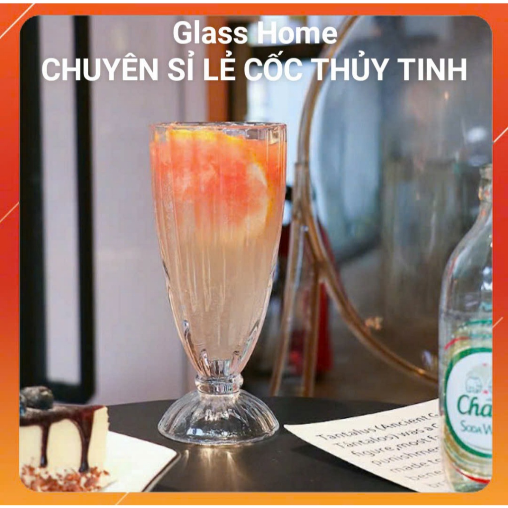 Ly Sinh Tố Thủy Tinh Sọc ly cafe 360ml bộ 6 cái Hàng dày đẹp Glass Home