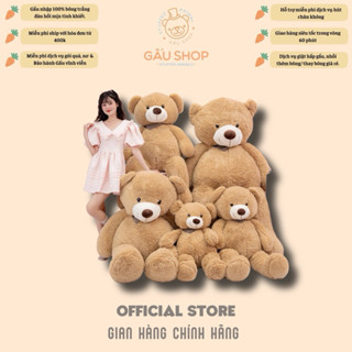 Gấu bông Teddy cao cấp - Size 80cm 1m 1m2 1m3 - quấn khăn nâu lông nhung - quà tặng khổng lồ dành cho người yêu
