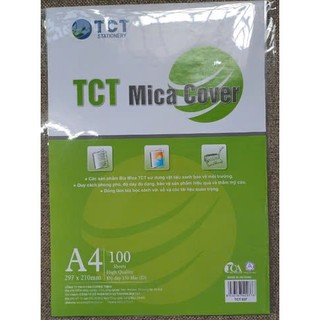 Bìa mica A4 TCT035 - loại mỏng, độ dày 100 MIC (Đóng gói: 100 tờ/tập).,