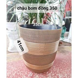 Chậu nhựa trồng cây dáng  bom  màu đồng 350 miệng 35cmx cao 41cm