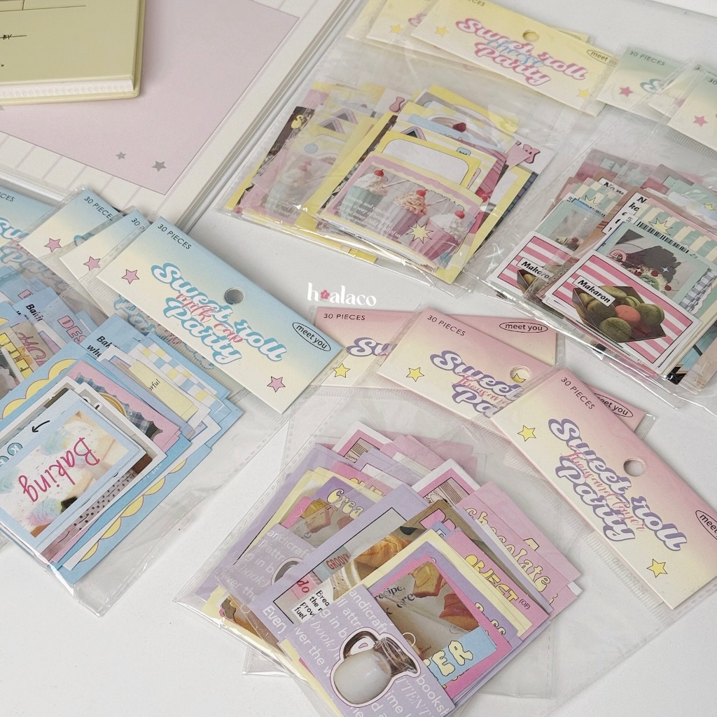 [ESLITE] Sticker pack 30 pieces Sweet Roll Series, bộ 30 miếng sticker ngọt ngào trang trí sổ tay - 