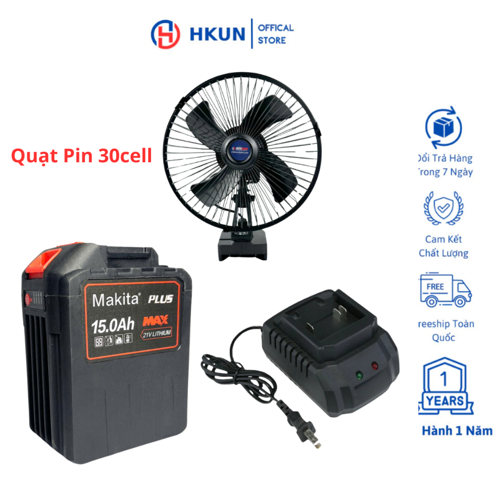 Combo Quạt Pin 30cell, Quạt pin 8 inch 2 lấc chỉnh gió, có lấc quay đảo chiều sử dụng chân pin phổ t