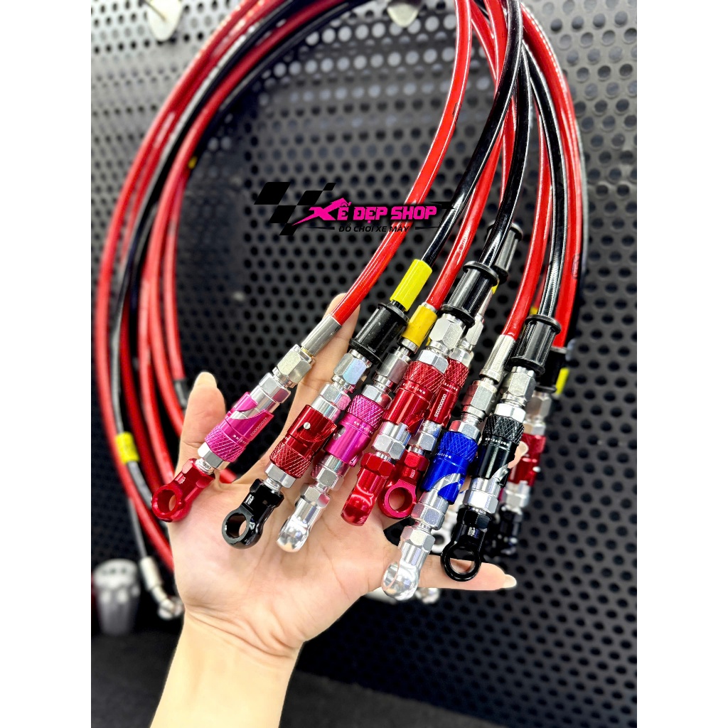  Dây dầu hel có ngắt dầu Ghracing - gắn heo 2pis chuẩn form - dây hel đen hoặc đỏ 