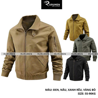  Áo Khoác Kaki Nam Rurumen - Áo Khoác Nam Kaki Dày Lót Dù Nam Cổ Bẻ Có Túi Trong Cao Cấp Big Size 