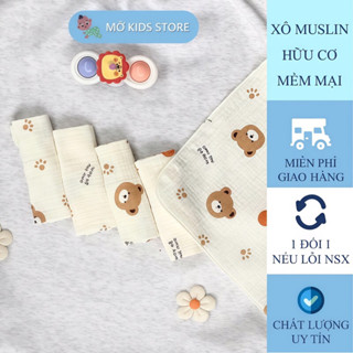 (MUA 3 SET TẶNG 1 KHĂN) Set 5 khăn sữa và 10 khăn xô sữa muslin  2 lớp và 4 lớp, mềm mịn, thấm hút cho bé size 27x27 cm