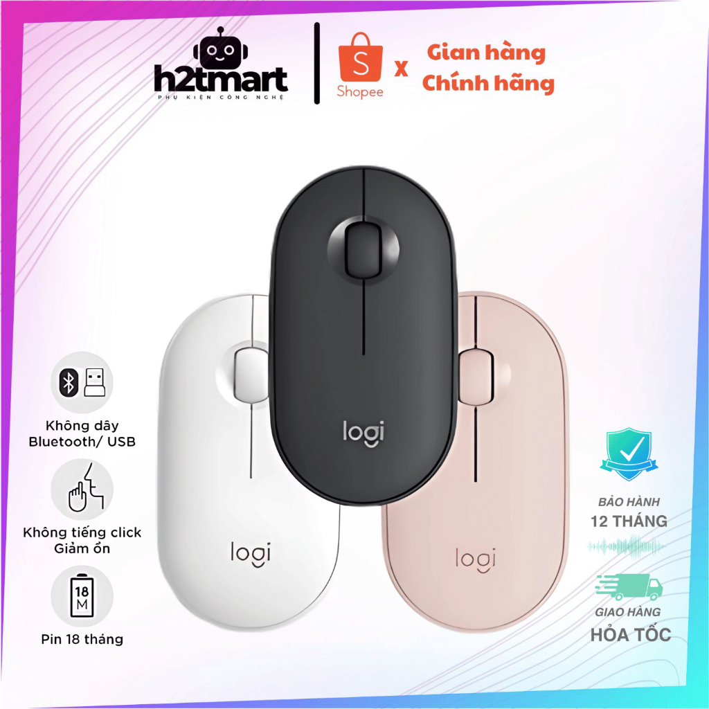 Chuột Bluetooth Không Dây Silent Logi M.350 Pebble Kiểu Dáng Gọn Nhẹ Thích Hợp Cho Mac book