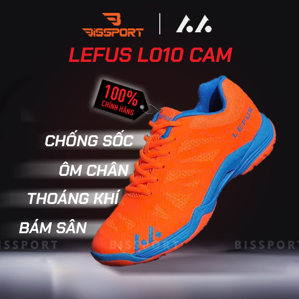 Giày Cầu Lông Lefus L010 Chính Hãng - Cam Full - Nhẹ - Êm Ái - Thoáng Khí - Ôm Form - Chống Chấn - B