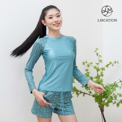 (Mua 1 được 2) Bộ đồ bơi nữ tay dài LMcation Quinn- Xanh ngọc thổ cẩm