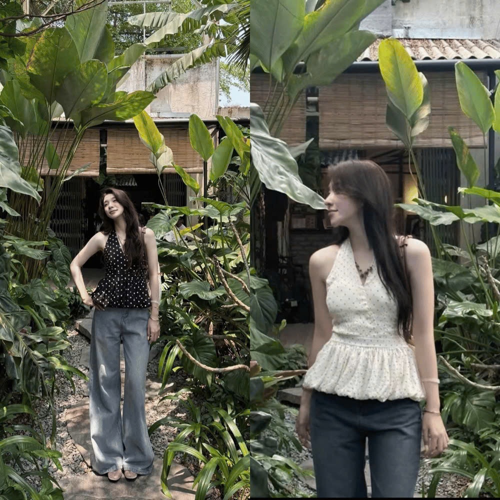 Áo Bi Cổ Yếm Peplum Dáng Bồng 6 Màu 2001 Clothing