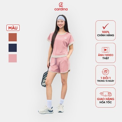 Đồ bộ nữ CARDINA tay liền quần short cotton phối viền 5BCN12