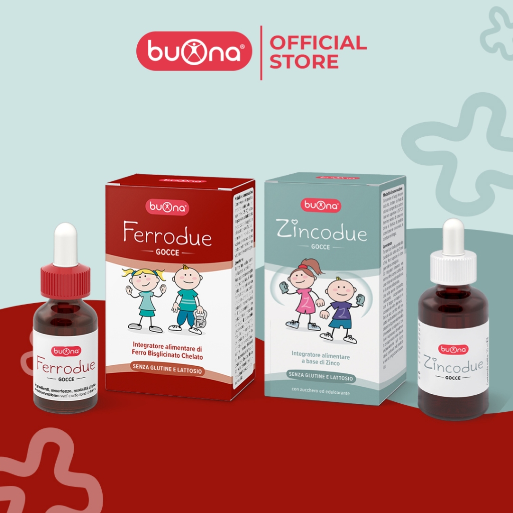 Combo bổ sung Sắt - Kẽm cho trẻ - Sắt II hữu cơ Buona Ferrodue và Kẽm hữu cơ Buona Zincodue