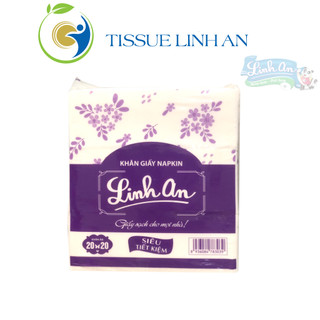 Khăn Ăn Gấp Tím Linh An – Túi ±1kg, Mềm Mại, Thấm Hút Tốt, Giấy Nguyên Sinh Cao Cấp